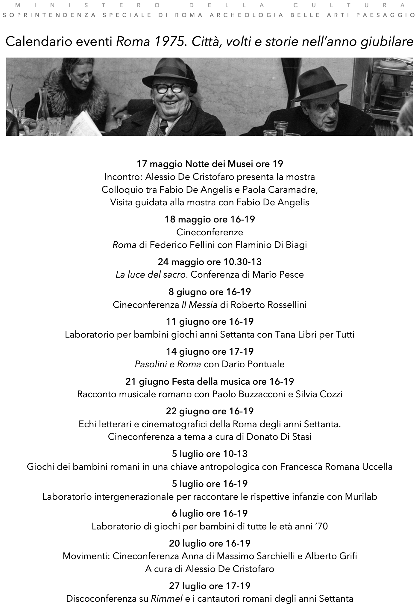 Locandina eventi Roma 1975